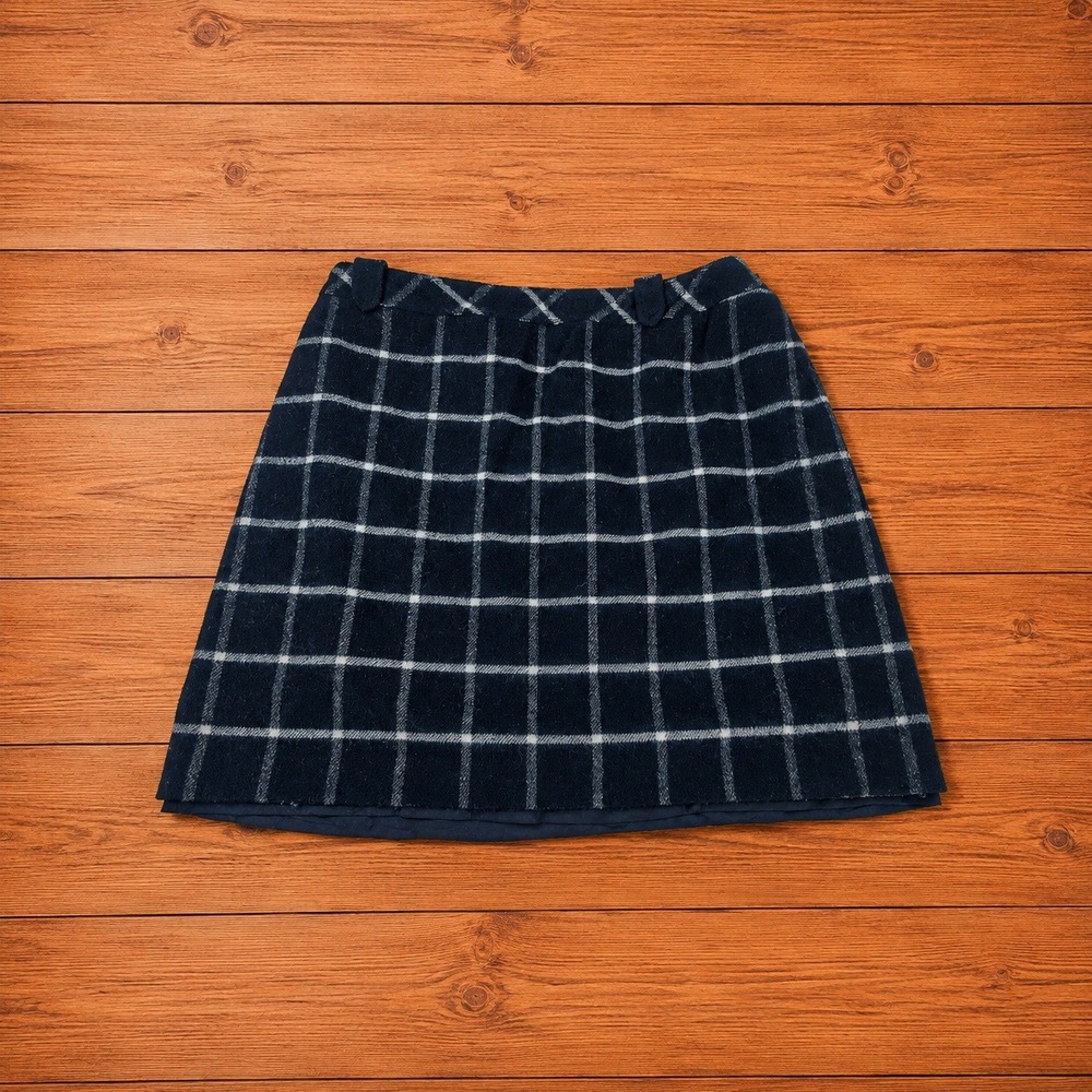 Talbots Woman Black White Windowpane Plaid A-Line Skirt Plus Size 18W Warm